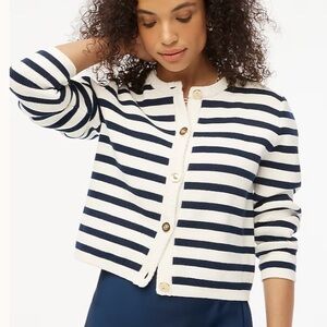 J. Crew Striped  Cotton Lasy Jacket Cardigan, Size XL, NWT